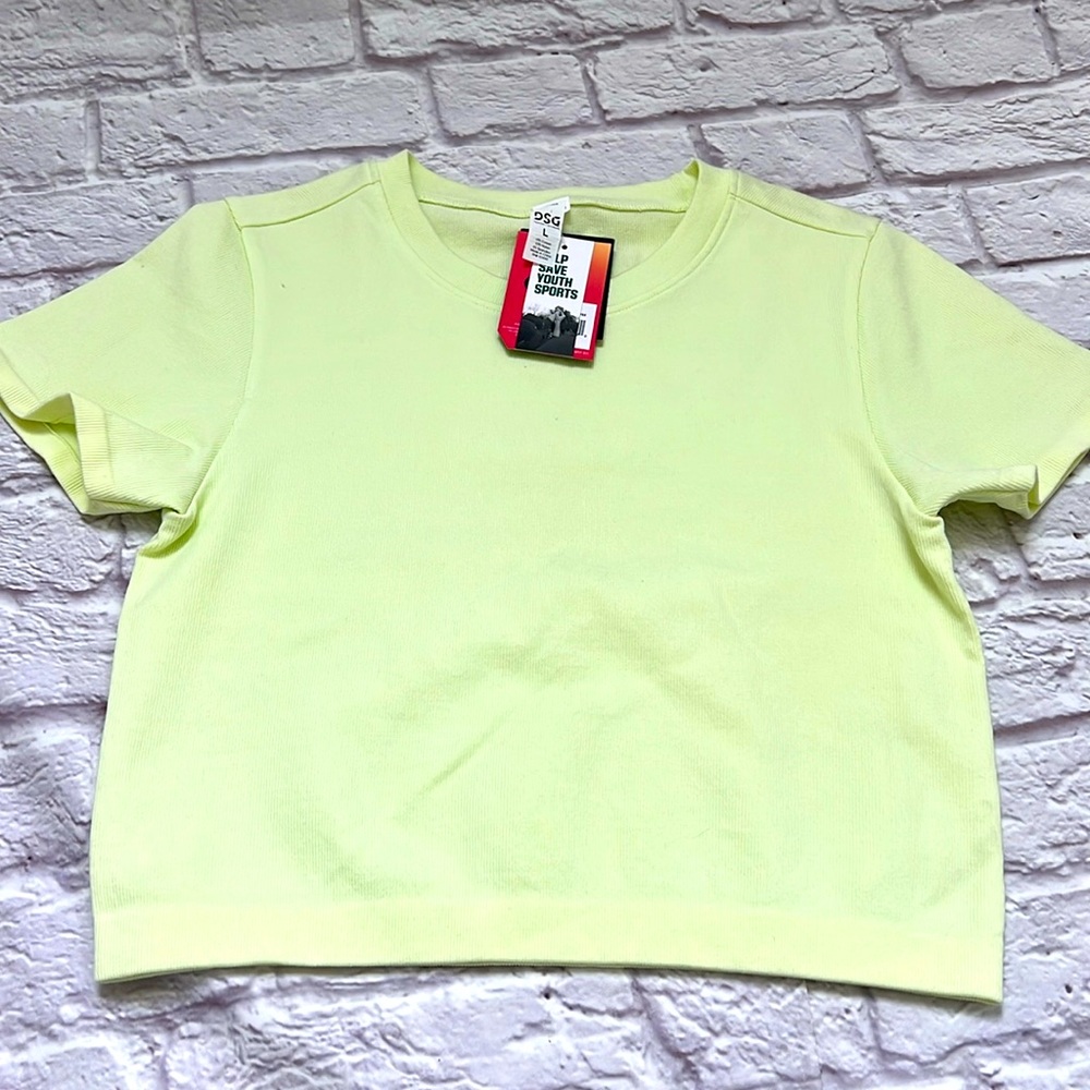 Lime green women’s stretch ribbed crop top